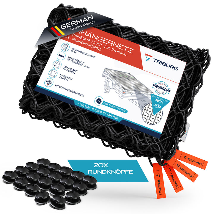 Anhängernetz dehnbar mit Rundknöpfen