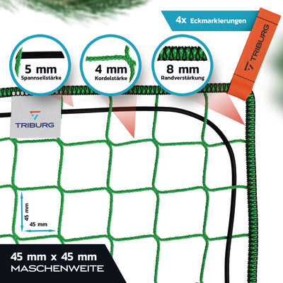 Anhängernetz mit Eckmarkierungen und Randverstärkung inkl. Expander-Haken