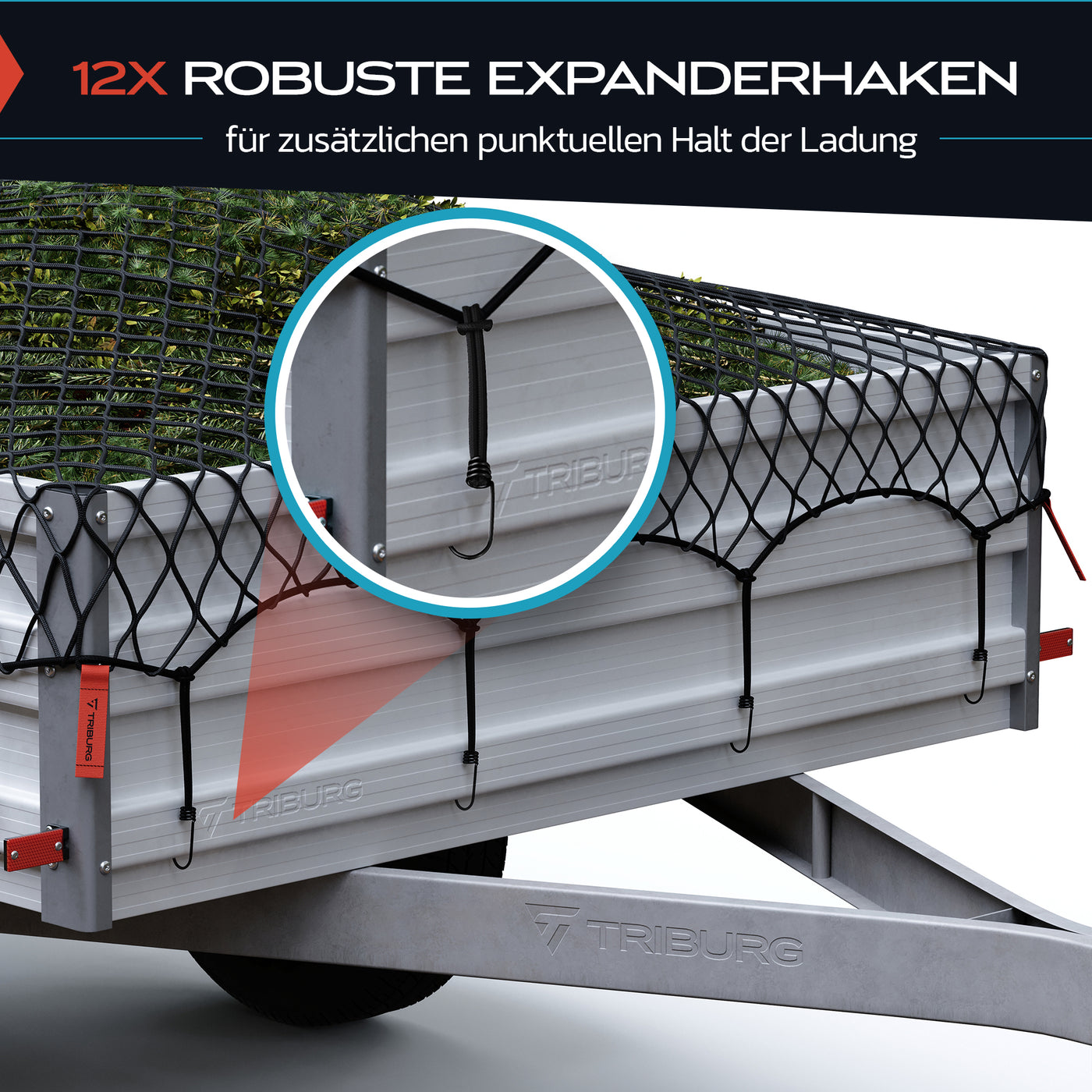 Anhängernetz 2x3m Dehnbar Anhänger Netz elastisch 1-2 x 2-3 Meter  Auto-zubehör