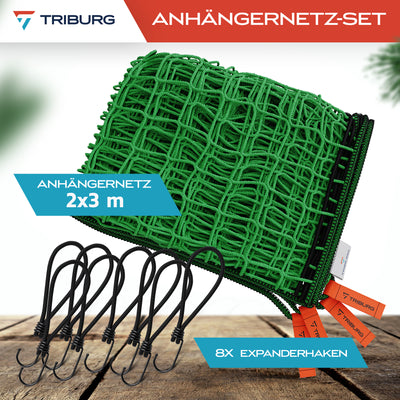 Anhängernetz mit Eckmarkierungen und Randverstärkung inkl. Expander-Haken